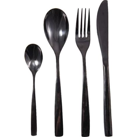 Ménagère de Couverts 24 Pièces en Acier Inoxydable Noir Brillant - PANGIVO (1/4)