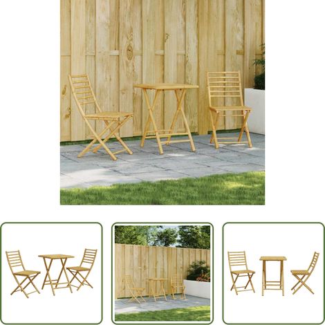 vidaXL Bambusstuhl -  3-tlg. Bistro-Set Bambus (1/5)