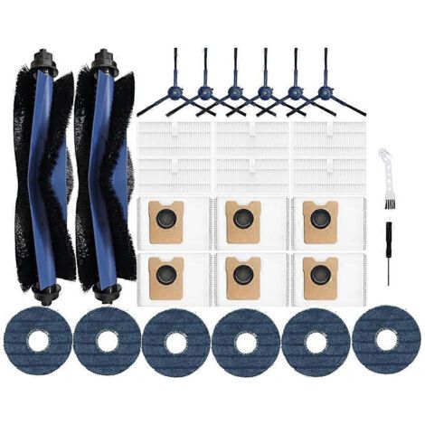 Lot de 26 accessoires pour aspirateur Eufy Omni C20 : brosse principale, filtre et sacs à poussière.