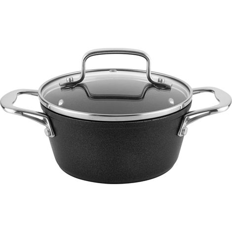 Casserole 28 cm, 6,1 Litres, Aluminium, Couvercle en Verre, Pierre Antiadhésive sans PFOA, Convient à toutes les Cuisinières, Vitrocéramique, Gaz (1/3)