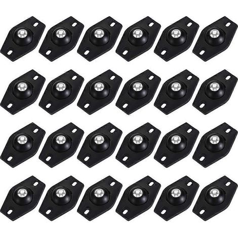 Lot de 24 roulettes adhésives pour boîte de rangement domestique-4.5X2.6CM-Black (1/3)