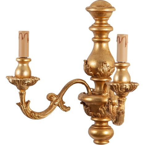 Wall lamp Shabby in wood and iron finish gold leaf Made In Italy