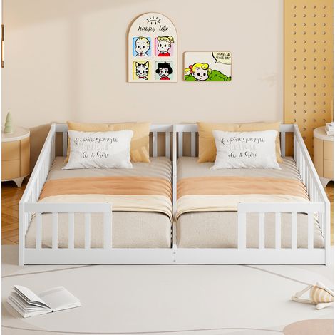 struttura letto 90x200 doppia con barriera bimbi bianca OKMYHOME (1/5)