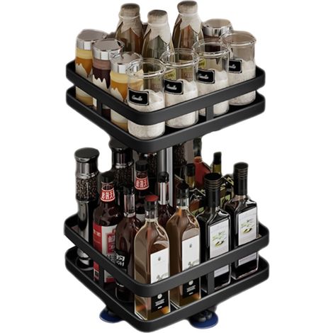 Étagère de rangement de cuisine rotative à 360 degrés, support pour épices, boîte de rangement pour huile, sel, sauce, vinaigre, support pour pots d'épices (1/5)