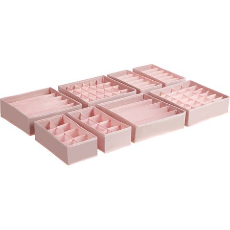 Cajas plegables para guardar ropa interior (8 unidades) divisores de cajones organizador para bragas sujetadores calcetines y corbatas color rosa 120004486