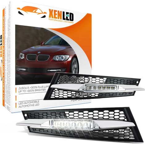 BMW E92 E93 série 3 (10-13) Paire de Feux de jour LED de pare-chocs avant intégrés - Grilles incluses (1/5)