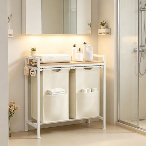Trieur à linge pratique, support de rangement multifonction, élégant (avec panier à linge) (1/5)