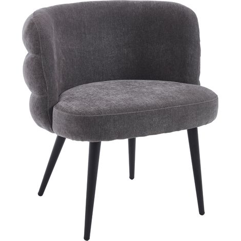 Moderner Akzentstuhl gepolsterter Freizeitsessel mit Metallbeinen, bequemer Chenille-Loungesessel für Wohnzimmer/Schlafzimmer, grau, Wahson (1/5)