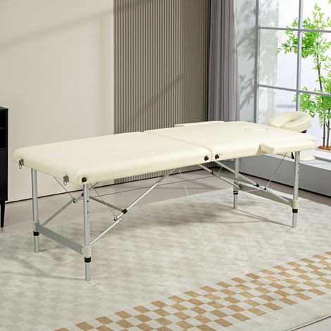 Table massage pliable portable housse transport charge 225 Kg 210x90 cm crème, mobile (1/5)