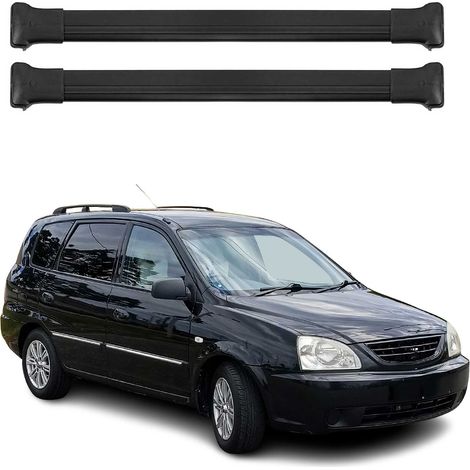OMAC Barres de toit en aluminium pour Kia Carens mk1 Break 2002-2006 FL – TÜV / DIN 75302:2019 – Charge max 75 kg – 2 barres Noir (1/4)