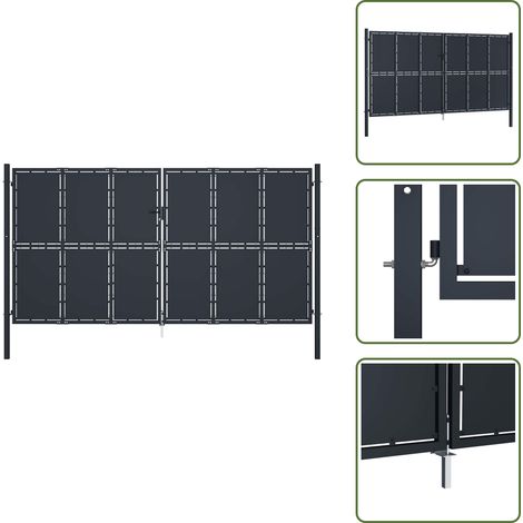 The Living Store Gartentor aus Stahl 400 x 200 cm Anthrazit - Stahl (1/5)
