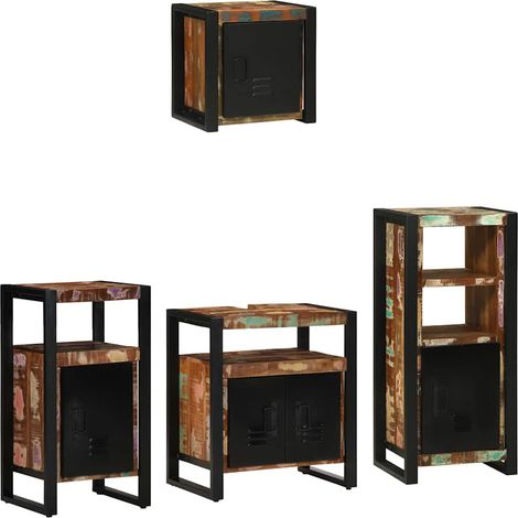Set di mobili per il bagno 4 pcs Legno Recuperato Massello vidaXL