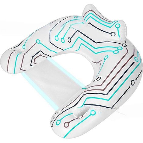 Flotador inflable en forma de U para piscina con portavasos, reposacabezas y asiento de malla, tumbona duradera para adultos ideal para fiestas de piscina en verano. (1/5)