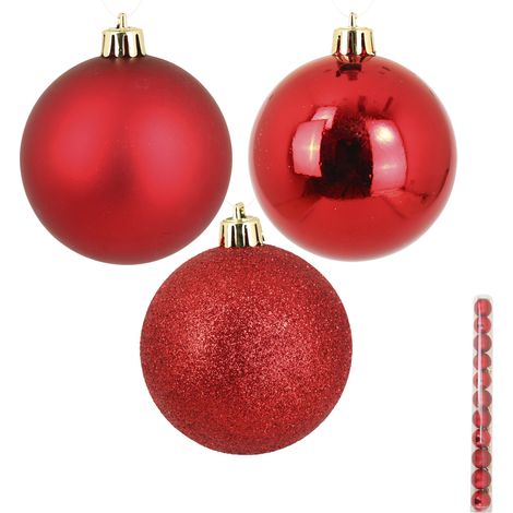 Set de 11 boules de noel rouge