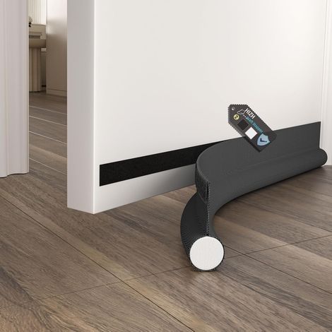 Boudin de porte réglable de 93 cm pour portes, installation rapide, insonorisation, s'adapte aux portes intérieures/extérieures, bloque l'air froid et le bruit, noir (1/5)