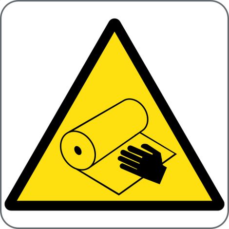 Panneau d’avertissement - danger de rouleau de traînage - Matériau : adhésif - PVC - Taille : 6060mm - Material: adhesive-pvc - Size: 6060mm