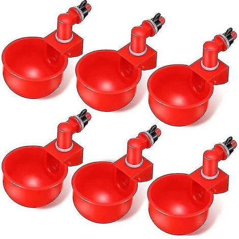 6 Abreuvoir automatique,Plastique rouge,Système remplissage auto,Ressort acier inoxydable,Poules canards dindes (1/5)