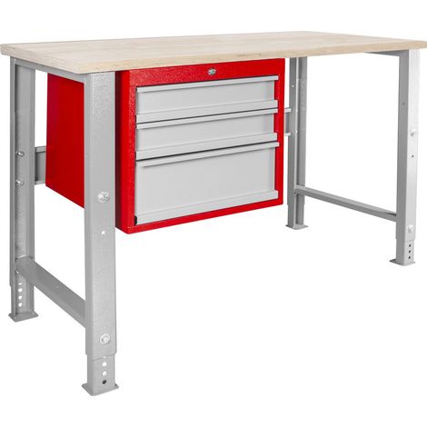 Établi modulaire Rubberwood avec armoire à tiroirs 3T 1200 mm MW Tools MOD125R (1/3)