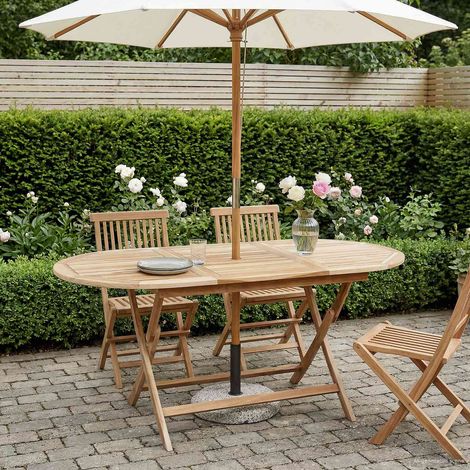 vidaXL Table de jardin pliante Naturel 160 x 80 x 76 cm (1/5)