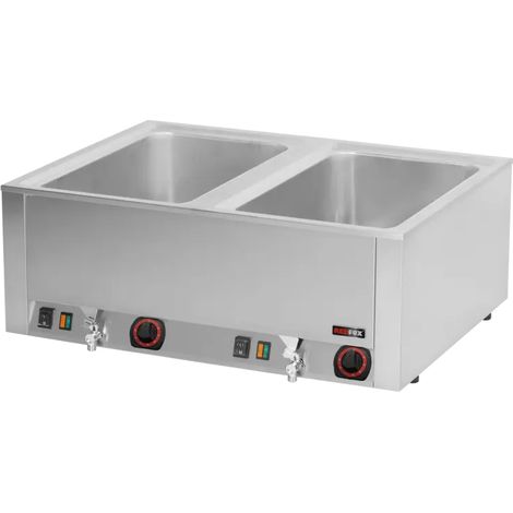 Bain marie électrique 2x GN 1/1 - 200 TOP avec vidange REDFOX - BMV 2120 - REDFOX
