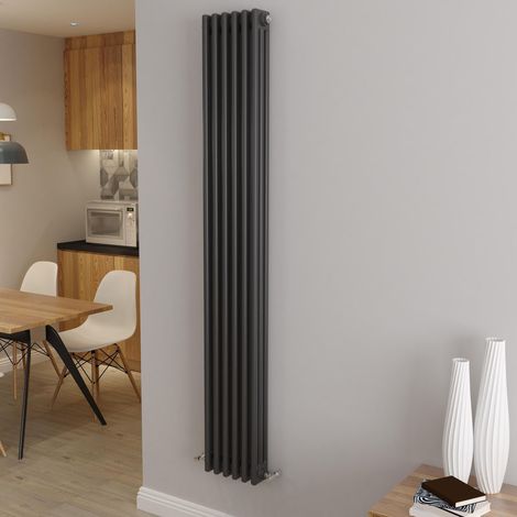 AICA Traditional Radiator Central Heating Cast Iron Style 3 Column Vertical 1800x290mm Anthracite