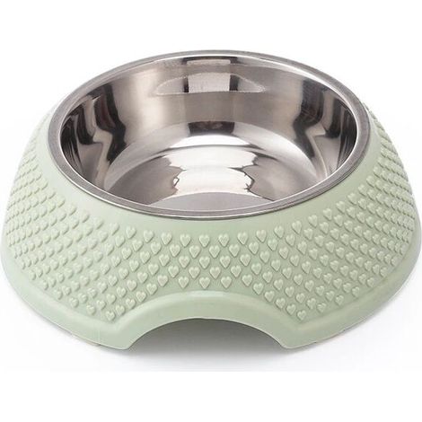 Bol pour animaux de compagnie chat bol de riz chat bol chien bol en plastique acier inoxydable anti-renversement grande capacité vert (1/5)