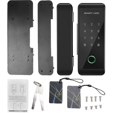Serrure intelligente WIFI à empreintes digitales, Push Pull, serrure de porte d'entrée sans clé pour verre, métal et bois, application TY, télécommande multilingue (1/5)