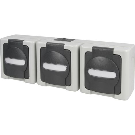 Tabón de contacto de protección eléctrica azul con una tapa con bisagras 3 veces