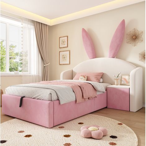 letto contenitore 90x190 comodino reversibile velluto HAVRYA (1/5)