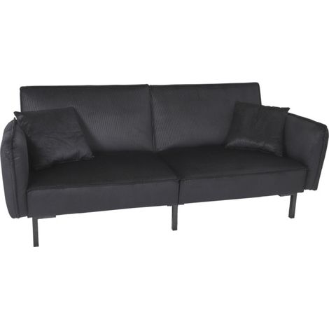 Canapé Convertible en Velours "Giulia" 198cm Noir (1/5)