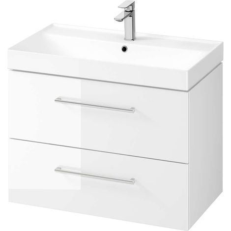 kielle Arkas I - Meuble avec lavabo, 80x57x44 cm, 2 tiroirs, blanc brillant 50011S80 (1/3)