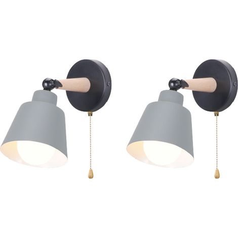AMXCNOY Applique murale vintage rétro en métal et bois – douille E27 – rotation 180° – pour chambre, cuisine, couloir – sans ampoule (1/4)