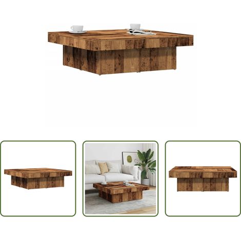 Table basse vieux bois - Table basse vieux bois 90x90x28 cm bois d'ingénierie (1/5)
