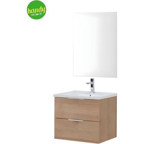 Composizione bagno sospesa Rialto Feridras 60 cm rovere