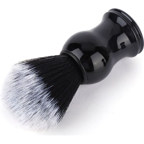 Brosse à barbe homme portable poils doux manche délicat outil de rasage coiffeur salon 02, brosse cosmétique voyage, accessoire soin visage, pinceau moussant barbe. (1/5)