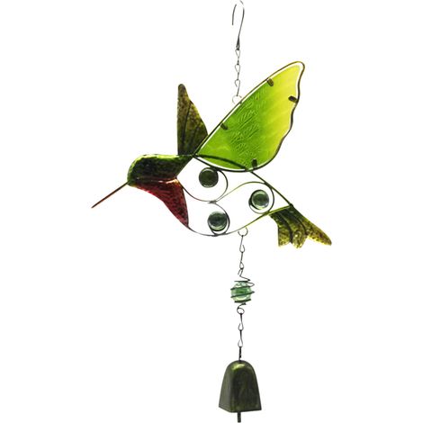 Campana de viento con forma de pájaro de cristal, adorno colgante con música relajante, decoración navideña para jardín exterior. (1/5)