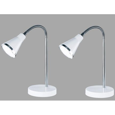 Moderne flexible LED Schreibtischleuchten 2er SET 1 flammige Kunststoff in Weiß (1/5)