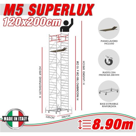 Trabattello M5 SUPERLUX Altezza lavoro 8,90 metri