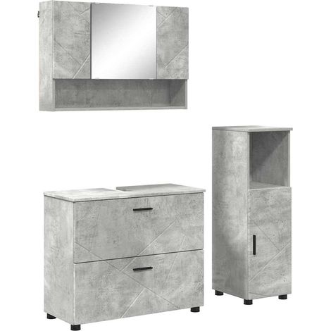 Juego de muebles de baño con cajón 3 pcs Gris Concreto vidaXL (1/5)