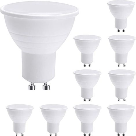 LED GU10 Spotlight Bulbs,GU10 LED Light Bulbs,7W Cool White (50W Halogen Equivalent) Energy Saving Light Bulb,600LM 120° Beam Non-dimmable,Pack of 10 (1/5)