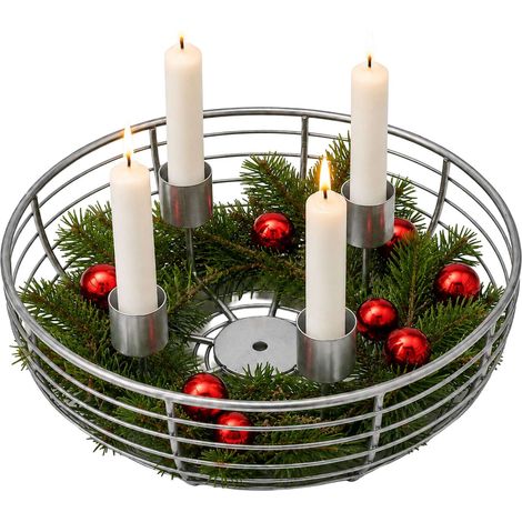 Adventskranzhalter aus silberfarbenem Metalldraht – 20,5 cm (1/5)