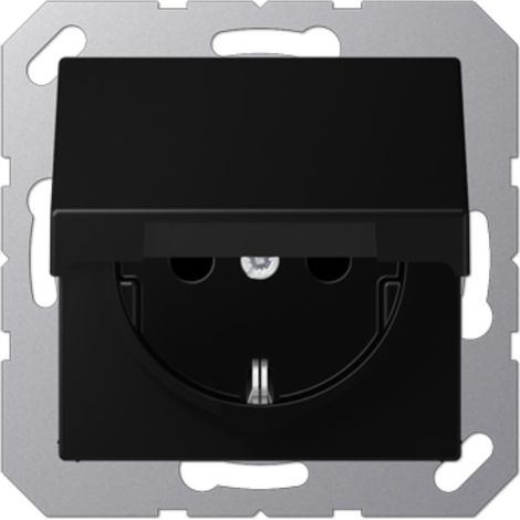 Jung Prise SCHUKO®, 16 A 250 V , couvercle rabattable, Thermoplastique laqué, Série A, noir graphite mat A 1520 BFKL SWM