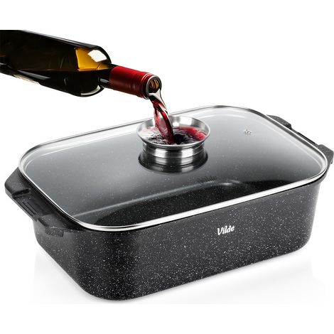 Granit-Backform mit Deckel, 7,5 l, 41 x 26 x 16 cm, Induktion