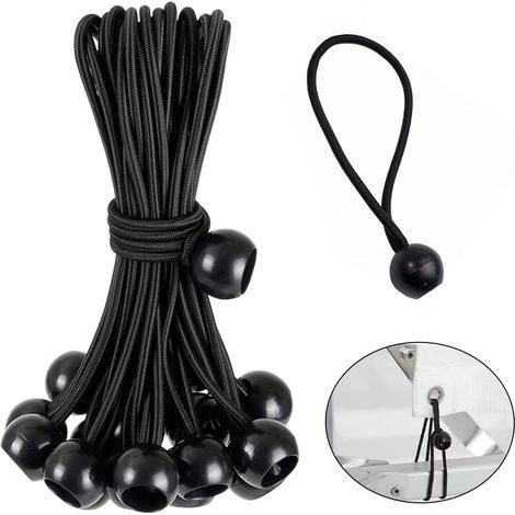 20 einzelne elastische Spanner – Planenspanner mit Kugel – Poolplanenspanner – Planenspanner für Banner, Planen, Pavillons, Sonnensegel, Anhängernetze (1/5)