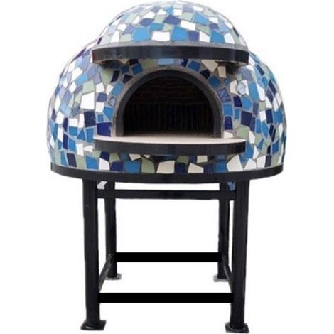 Forno a legna artigianale diametro 80 cm capienza 2/3 pizze cetara blu con base