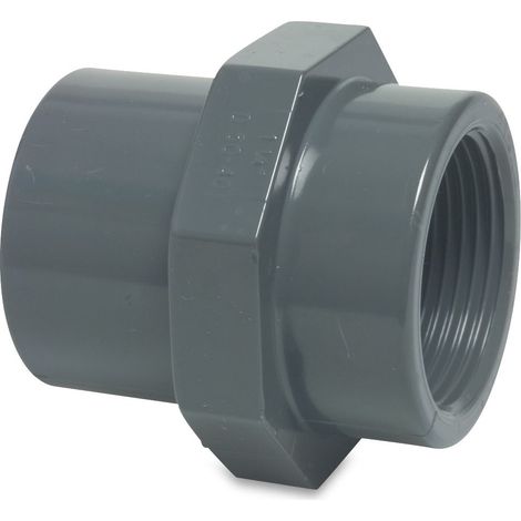 Mega Gewindemuffe PVC-U 32/40 mm x 1 1/4 Zoll Klebemuffe/Klebestutzen x Innengewinde 10 bar, grau