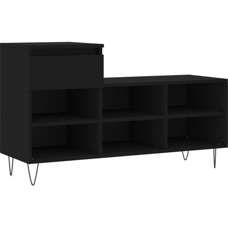 Maison Exclusive - Zapatero madera contrachapada negro 102x36x60