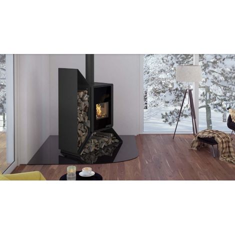Pôele à bois KAMPA DELUXE droite - gauche - plusieurs couleurs - Couleur: Noir - Côté: Gauche (1/5)