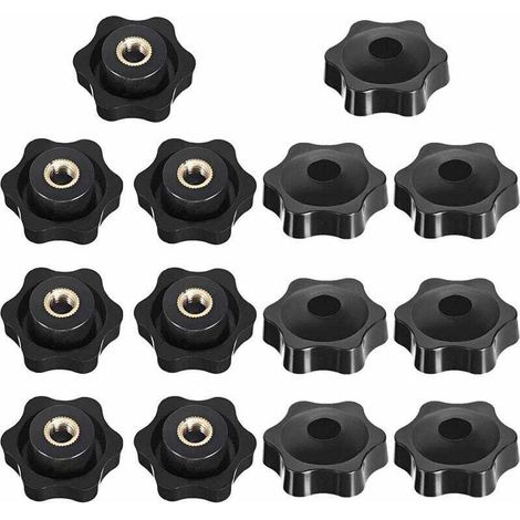Bouton de Serrage Tête étoile, Étoile Tête Écrous De Serrage Bouton, Serrage Écrous Poignée Forme Étoile, Bouton De Serrage De Filetage, pour Machine-outil, Noire, M6, 14 Pièces (1/4)