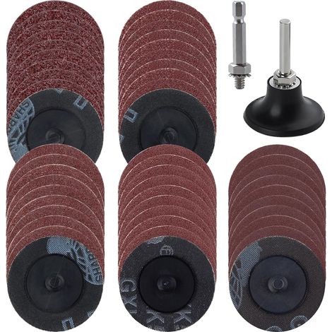 disque à changement rapide disques de ponçage à rouleau de 2 pouces avec 1/4" rouleau de verrouillage disque support pour meuleuse disques à changement rapide abrasifs outil pour (1/5)